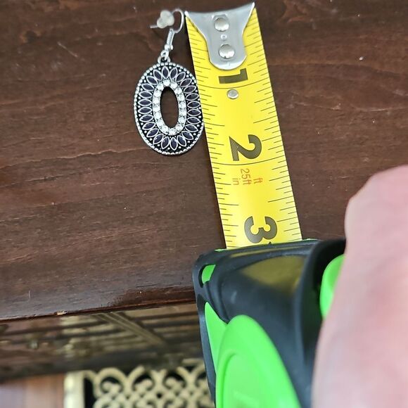 Vintage Art Deco Oval Drop Earrings With Crystals - Picture 5 of 5